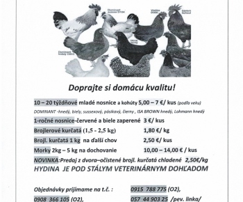 Aktuality / Predaj živej hydiny